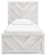 Cayboni Twin Panel Bed with Nightstand in Whitewash from Ashley - Luna Furniture