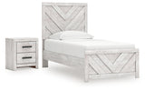 Cayboni Twin Panel Bed with Nightstand in Whitewash from Ashley - Luna Furniture