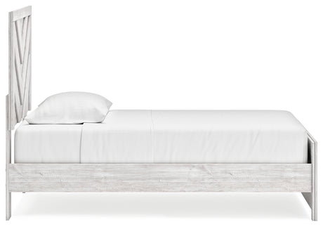 Cayboni Twin Panel Bed with Nightstand in Whitewash from Ashley - Luna Furniture