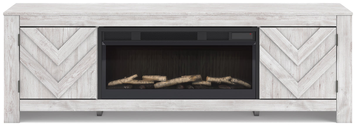 Cayboni Whitewash 71" TV Stand with Electric Fireplace from Ashley Furniture - Luna Furniture