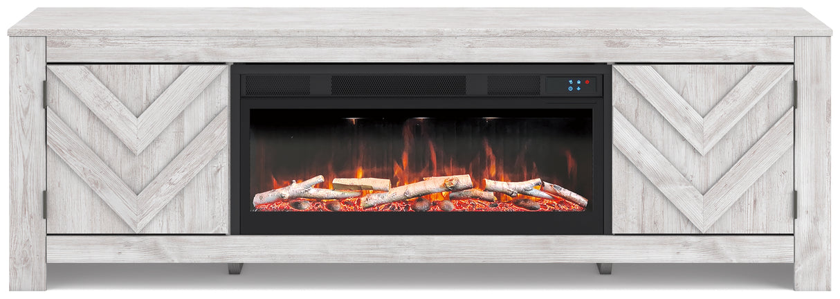 Cayboni Whitewash 71" TV Stand with Electric Fireplace from Ashley Furniture - Luna Furniture