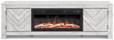 Cayboni Whitewash 71" TV Stand with Electric Fireplace from Ashley Furniture - Luna Furniture