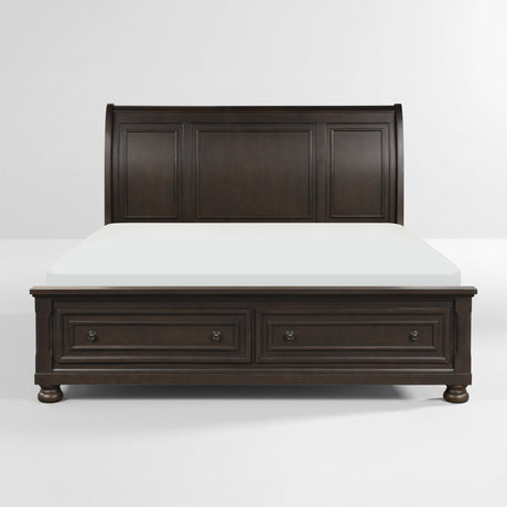 Begonia Grayish Brown King Sleigh Storage Platform Bed from Homelegance - Luna Furniture