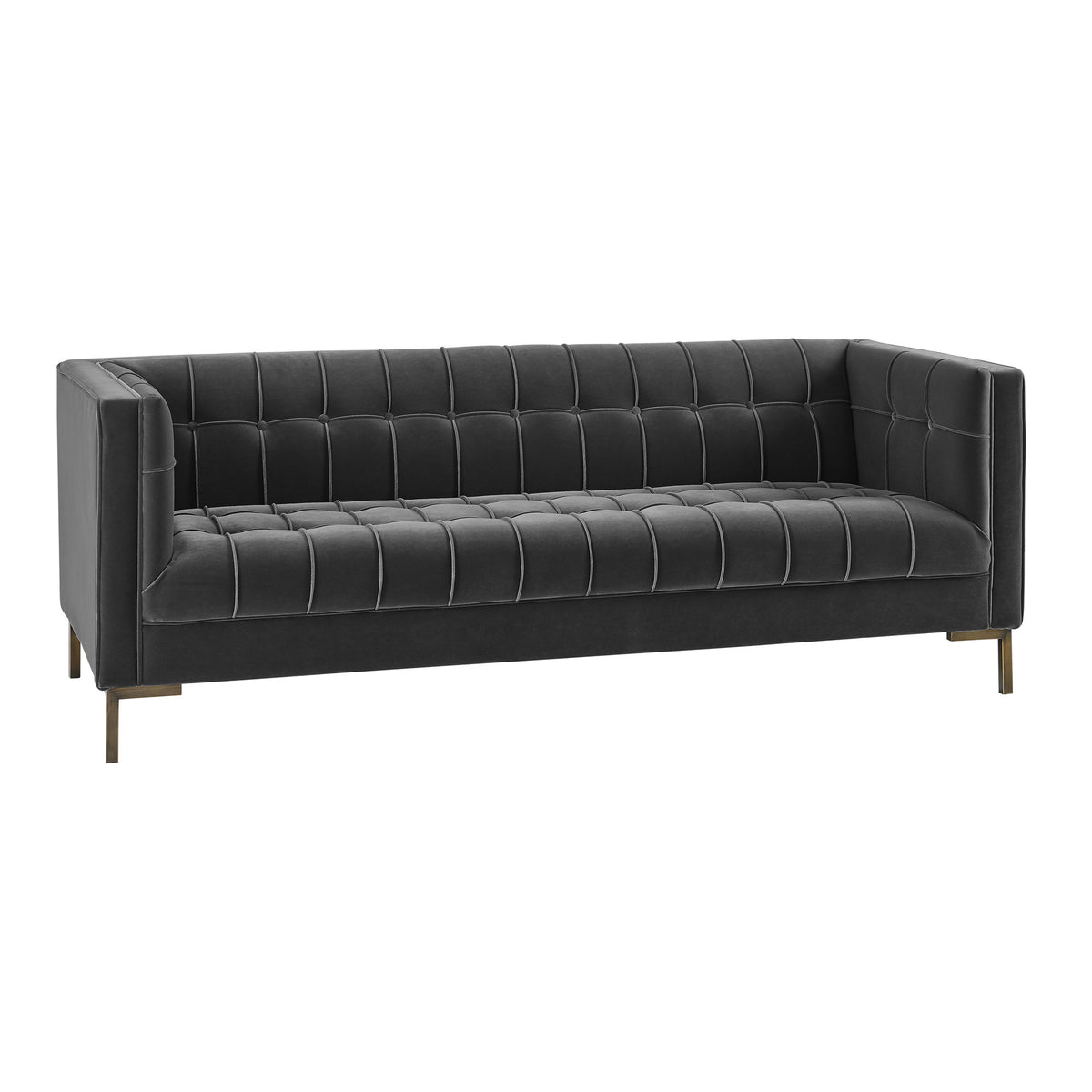 Isaac Channel Stitched Gray Velvet Sofa from Steve Silver - Luna Furniture