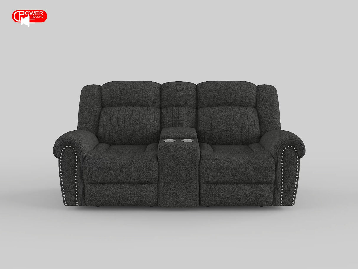 Brennen Mist Power Double Reclining Loveseat with Center Console from Homelegance - Luna Furniture