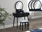 Cecilia Black LED Vanity Table & Stool from Crown Mark - Luna Furniture