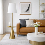 Celestial Modern Floor Lamp with Brass Accent Table with Large White Shade from Ashcroft Furniture - Luna Furniture