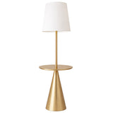 Celestial Modern Floor Lamp with Brass Accent Table with Large White Shade from Ashcroft Furniture - Luna Furniture