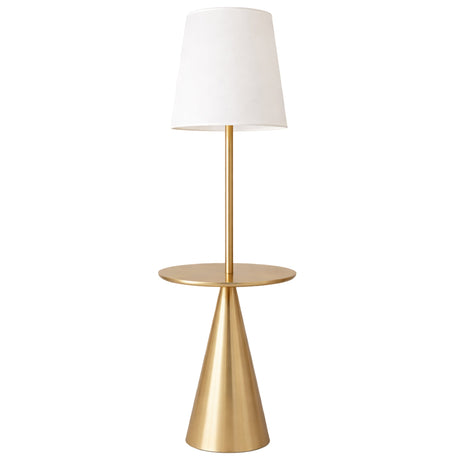Celestial Modern Floor Lamp with Brass Accent Table with Large White Shade from Ashcroft Furniture - Luna Furniture