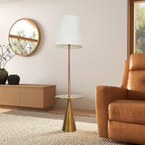 Celestial Modern Floor Lamp with Brass Accent Table with Large White Shade from Ashcroft Furniture - Luna Furniture
