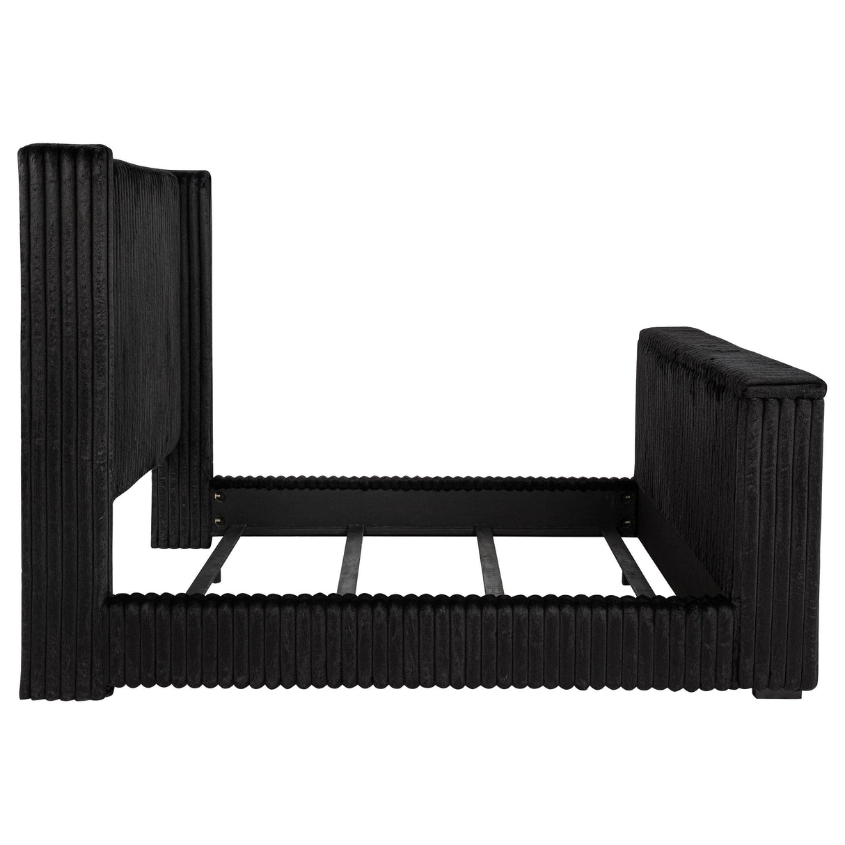 Centergrove Black Upholstered California King Wingback TV Bed from Coaster - Luna Furniture