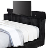 Centergrove Black Upholstered Eastern King Wingback TV Bed from Coaster - Luna Furniture