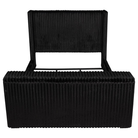 Centergrove Black Upholstered Eastern King Wingback TV Bed from Coaster - Luna Furniture