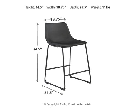 Centiar Black Counter Height Bar Stool (Set of 2) from Ashley - Luna Furniture