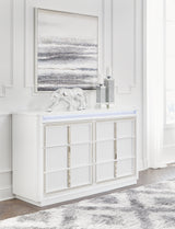Chalanna California King Upholstered Storage Bed with Dresser and Nightstand in White from Ashley - Luna Furniture