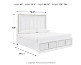 Chalanna California King Upholstered Storage Bed with Mirrored Dresser and Nightstand in White from Ashley - Luna Furniture