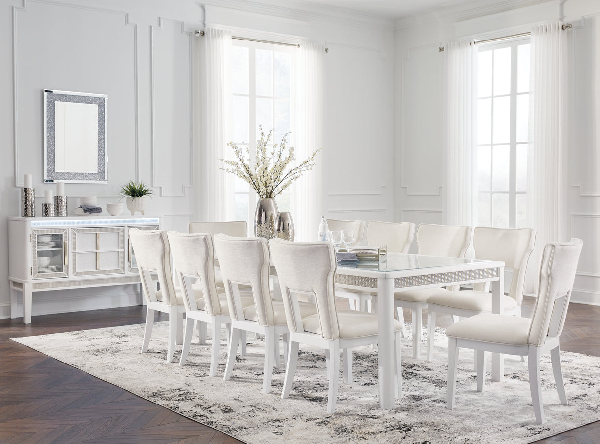 Chalanna Dining Table and 10 Chairs in White from Ashley - Luna Furniture