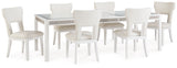 Chalanna Dining Table and 6 Chairs in White from Ashley Furniture - Luna Furniture