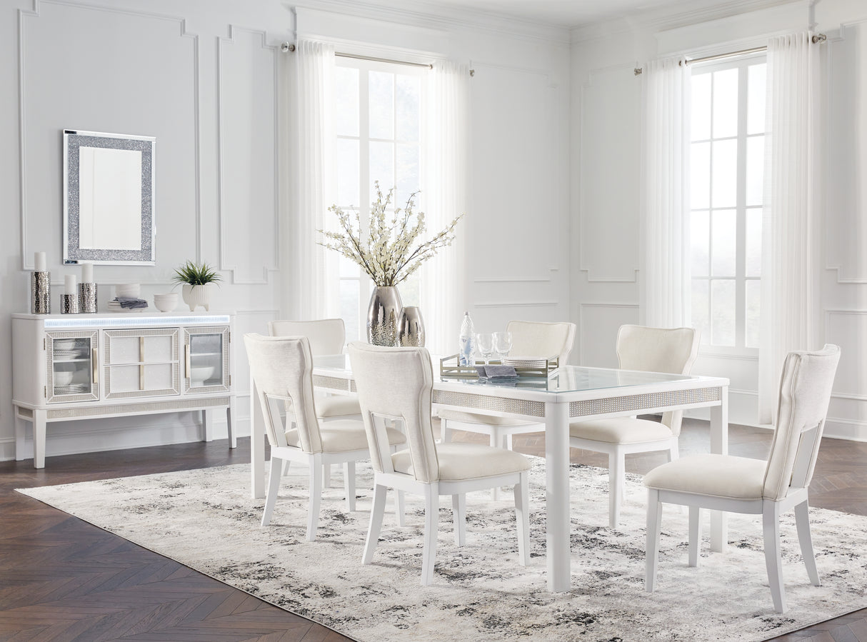 Chalanna Dining Table and 6 Chairs in White from Ashley Furniture - Luna Furniture