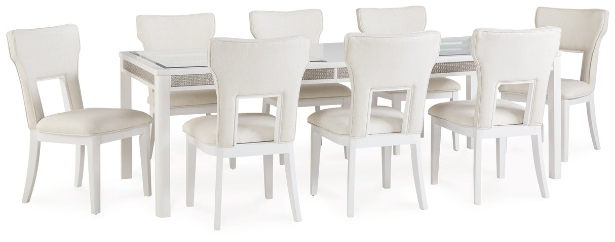 Chalanna Dining Table and 8 Chairs in White from Ashley Furniture - Luna Furniture