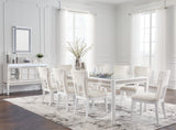 Chalanna Dining Table and 8 Chairs in White from Ashley Furniture - Luna Furniture