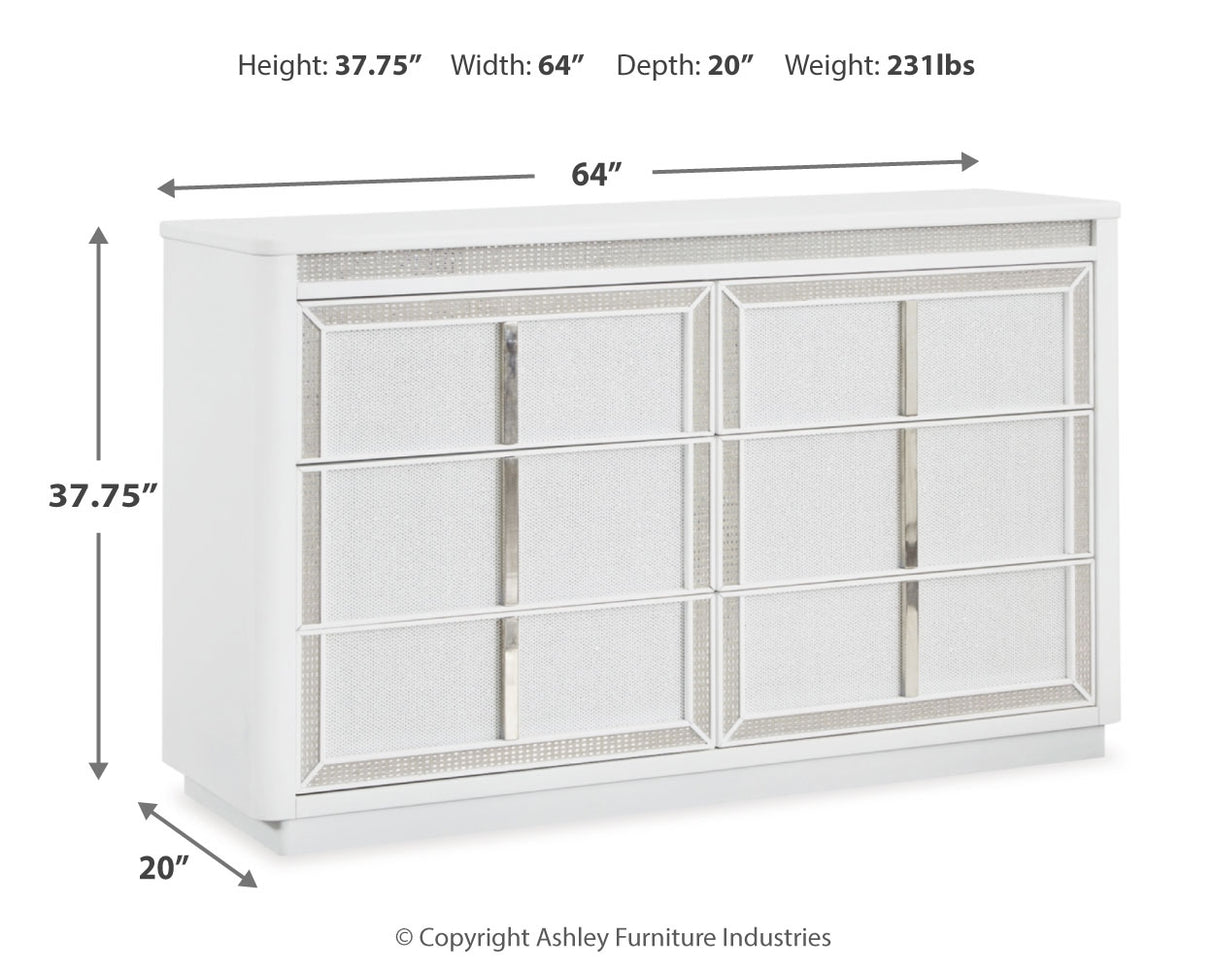 Chalanna King Upholstered Storage Bed with Dresser in White from Ashley - Luna Furniture