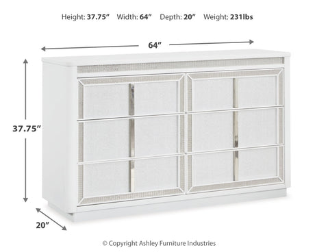 Chalanna King Upholstered Storage Bed with Dresser in White from Ashley - Luna Furniture