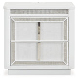 Chalanna King Upholstered Storage Bed with Mirrored Dresser and Nightstand in White from Ashley - Luna Furniture