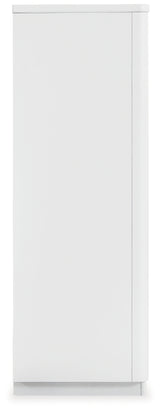 Chalanna King Upholstered Storage Bed with Mirrored Dresser, Chest and 2 Nightstands in White from Ashley - Luna Furniture