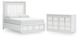 Chalanna Queen Upholstered Storage Bed with Dresser in White from Ashley - Luna Furniture