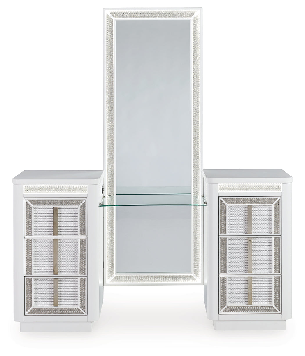 Chalanna White Vanity with Mirror from Ashley - Luna Furniture