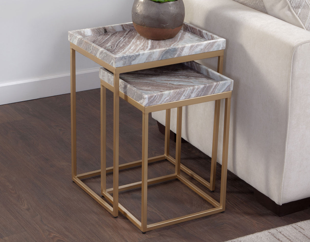 Chantel Brown Solid Marble Top Nesting Tables from Steve Silver - Luna Furniture