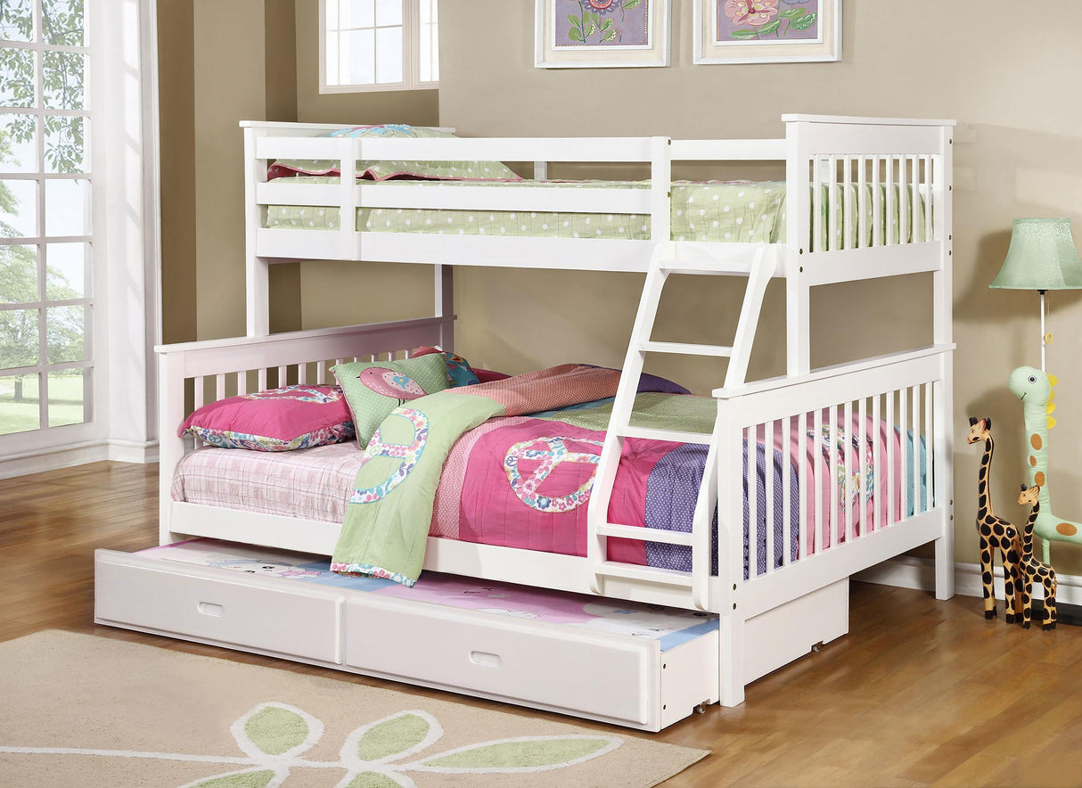 Chapman White Wood Twin Over Full Bunk Bed from Coaster - Luna Furniture