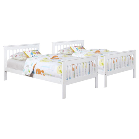 Chapman Wood Twin Over Twin Bunk Bed with Mattress White from Coaster - Luna Furniture