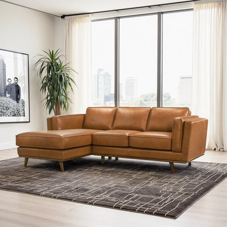 Chase Tan Genuine Leather Left Facing Sectional from Midinmod - Luna Furniture