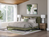 Chirason Sage Green King Upholstered Bed with Roll Slats from Ashley - Luna Furniture