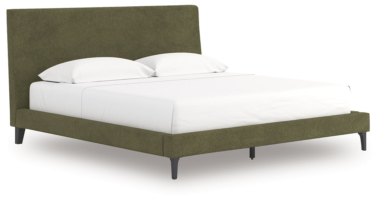 Chirason Sage Green King Upholstered Bed with Roll Slats from Ashley - Luna Furniture