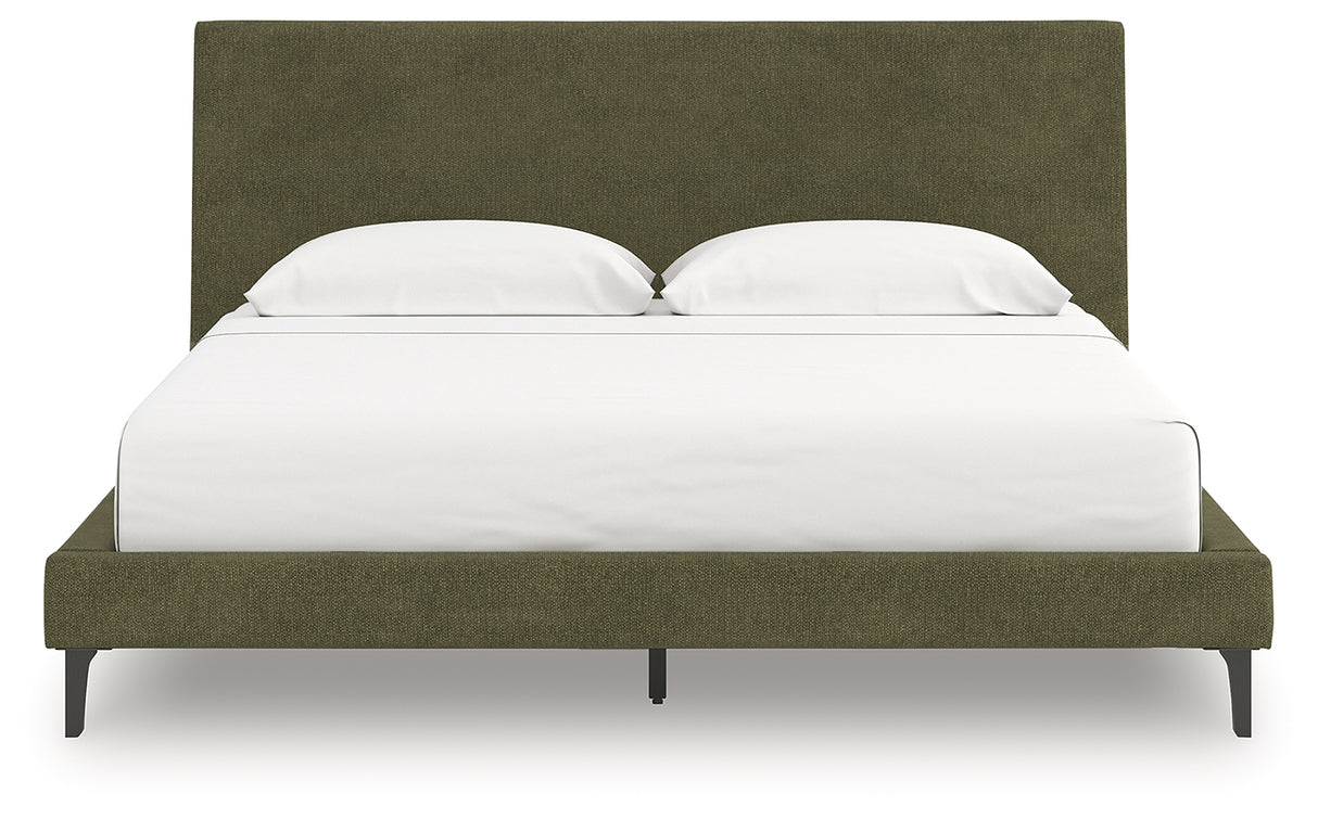 Chirason Sage Green King Upholstered Bed with Roll Slats from Ashley - Luna Furniture