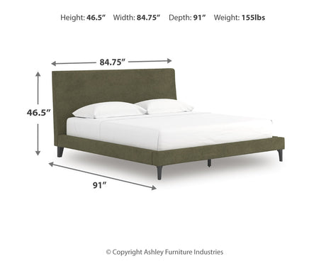 Chirason Sage Green King Upholstered Bed with Roll Slats from Ashley - Luna Furniture