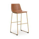 Ciabori Brown/Gold Bar Height Bar Stool, Set of 2 from Ashley Furniture - Luna Furniture