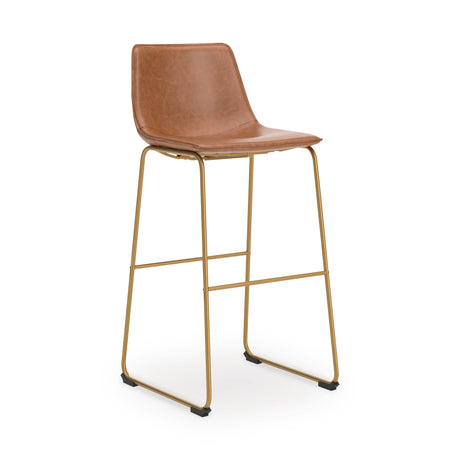 Ciabori Brown/Gold Bar Height Bar Stool, Set of 2 from Ashley Furniture - Luna Furniture