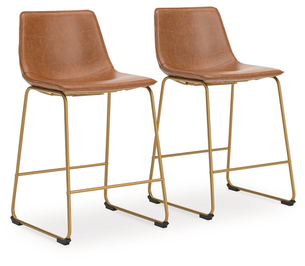 Ciabori Brown/Gold Counter Height Barstool, Set of 2