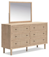 Cielden Full Upholstered Panel Bed with Mirrored Dresser, Chest and 2 Nightstands in Two-tone from Ashley - Luna Furniture