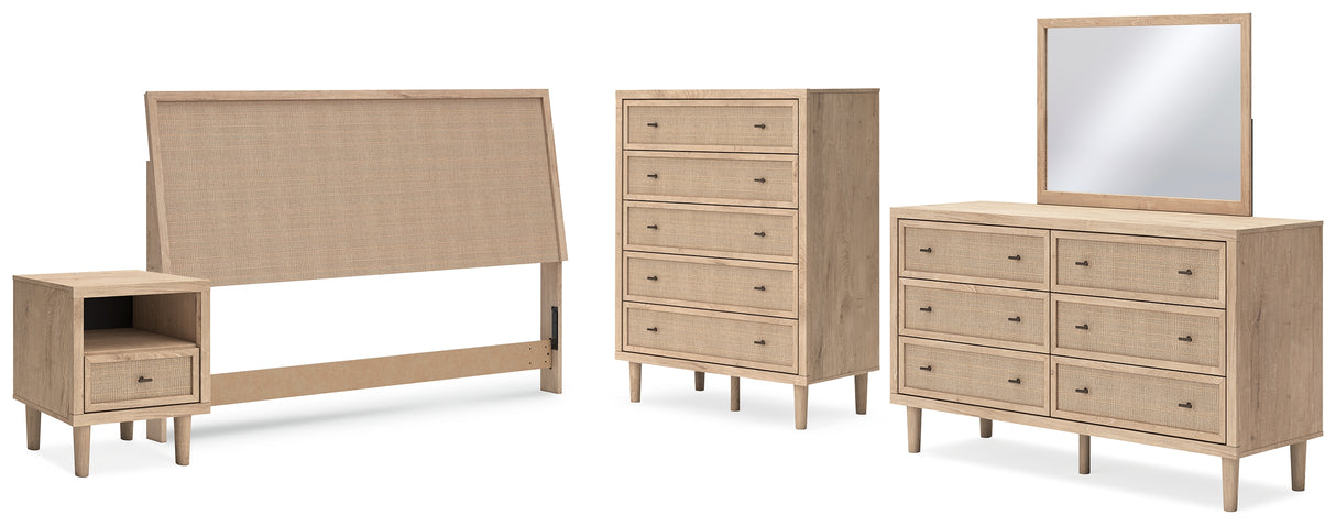 Cielden King Panel Headboard with Mirrored Dresser, Chest and Nightstand in Two-tone from Ashley - Luna Furniture