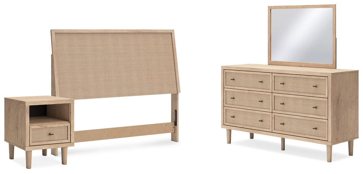 Cielden Queen Panel Headboard with Mirrored Dresser and Nightstand in Two-tone from Ashley - Luna Furniture