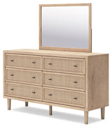 Cielden Queen Panel Headboard with Mirrored Dresser and Nightstand in Two-tone from Ashley - Luna Furniture
