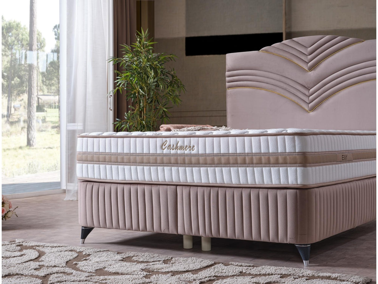 Cınar Full Storage Bed With Headboard in Light Brown from Furnia - Luna Furniture