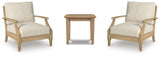 Clare View 2 Outdoor Chairs with End Table in Beige from Ashley Furniture - Luna Furniture