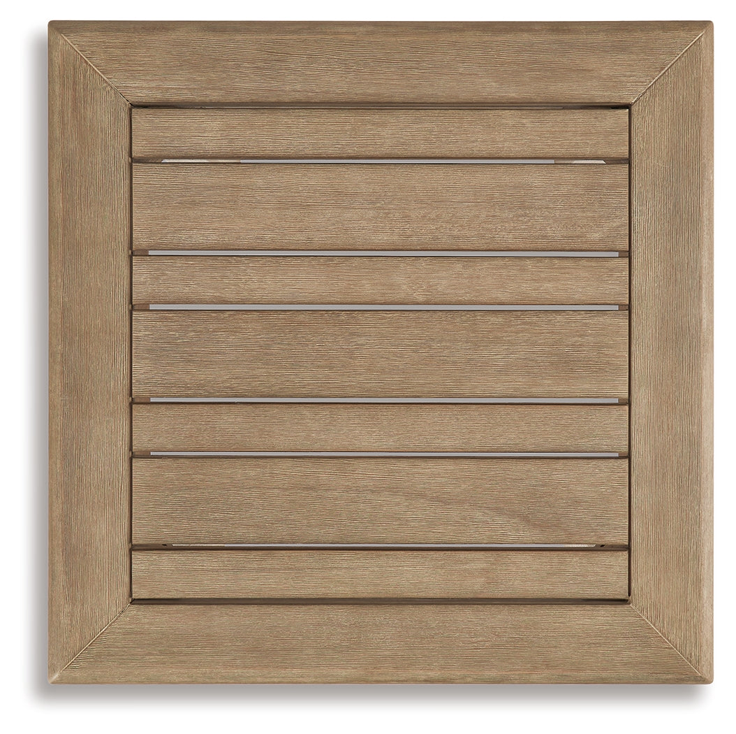 Clare View 2 Outdoor Lounge Chairs with 2 End Tables in Beige from Ashley - Luna Furniture