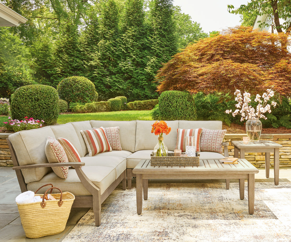 Clare View Beige 3-Piece Outdoor Sectional from Ashley - Luna Furniture